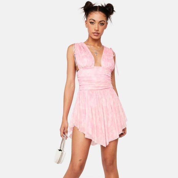 Garden Goddess Dresses & Skirts - NWT Garden Goddess: Medium Beautiful Flowy Pink Tie Dye Open Back Mini Dress
